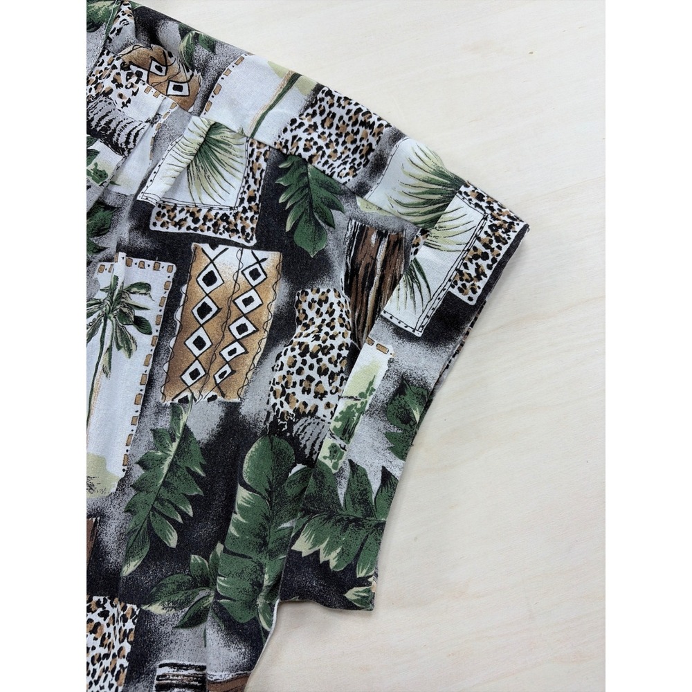 Vintage Kapilo Safari Print Button Up Shirt Large Tropical Zebra Leopard USA - Picture 5 of 6